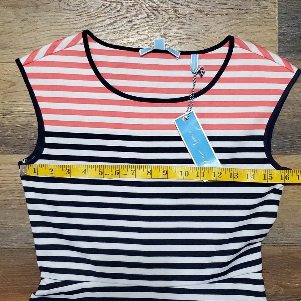 Draper James new with tag striped skater circle dress pink black - Picture 3 of 7